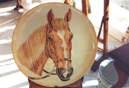 Albisola ceramics Art - Head of a horse in majolica